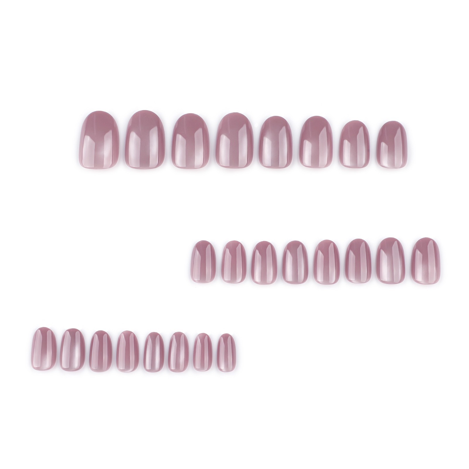 Cat Eye Nude Pink Almond Press-On Nails, 24Pcs Fake Nails with Full Prep Kit