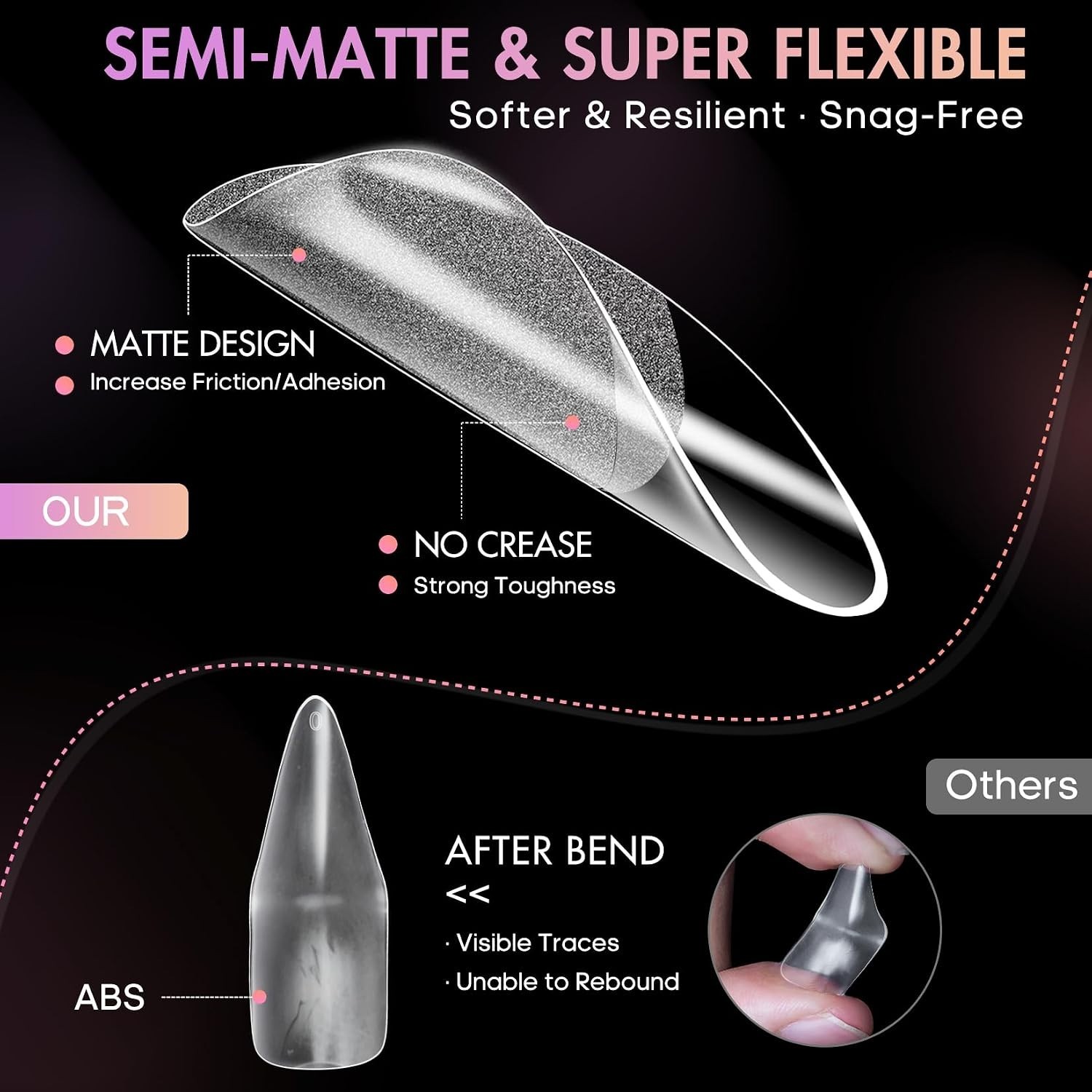 240pcs Half Matte Almond Press on Nails – Perfect for Home or Salon Use