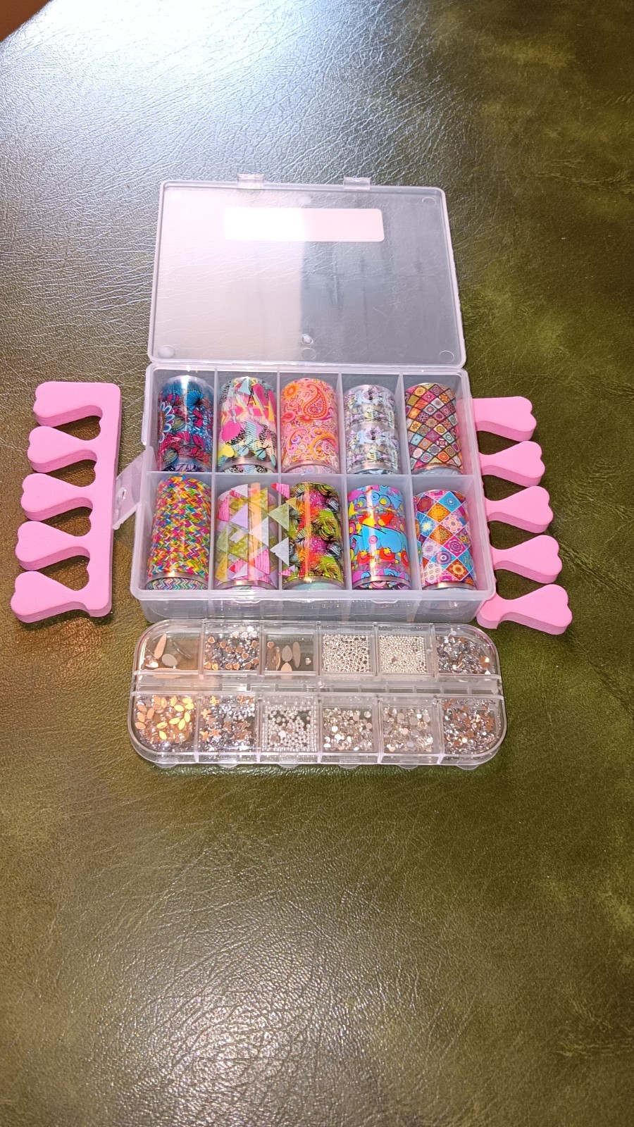 Nail Kit Includes Colorful Foils, Nail Accents In Blue, Silver, Clear, Multiple