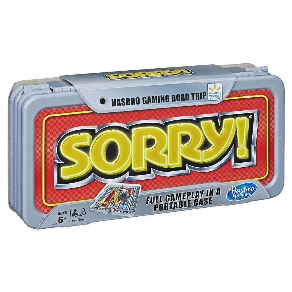 Sorry! Classic Hasbro Game Road Trip Travel Edition Medium, Red, White, Blue