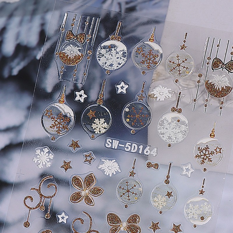 Snowman Nails Art Stickers Christmas Nail Sticker Winter Snowflakes Nail Decals