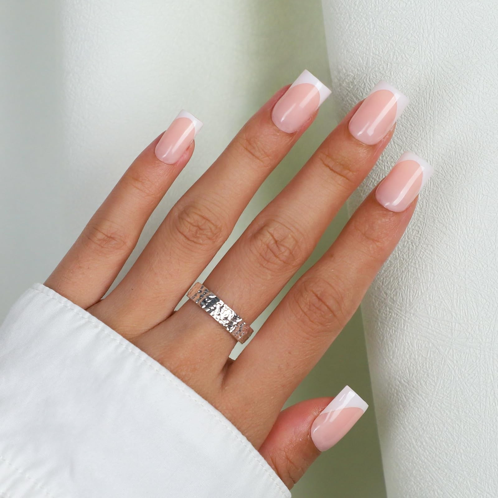 Anyos French Tip Press On Nails 300 Pcs Deep Nude