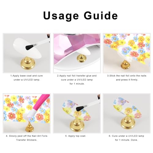 300 Sheets Nail Transfer Foil Art Kit, Marble Gradient Leopard Nail Art KIT1