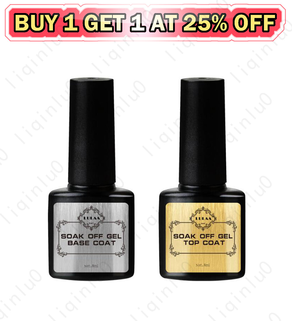 2PCS / Set Top Coat & Base Coat Primer Gel UV Nail Polish Soak Off Manicure 8ml