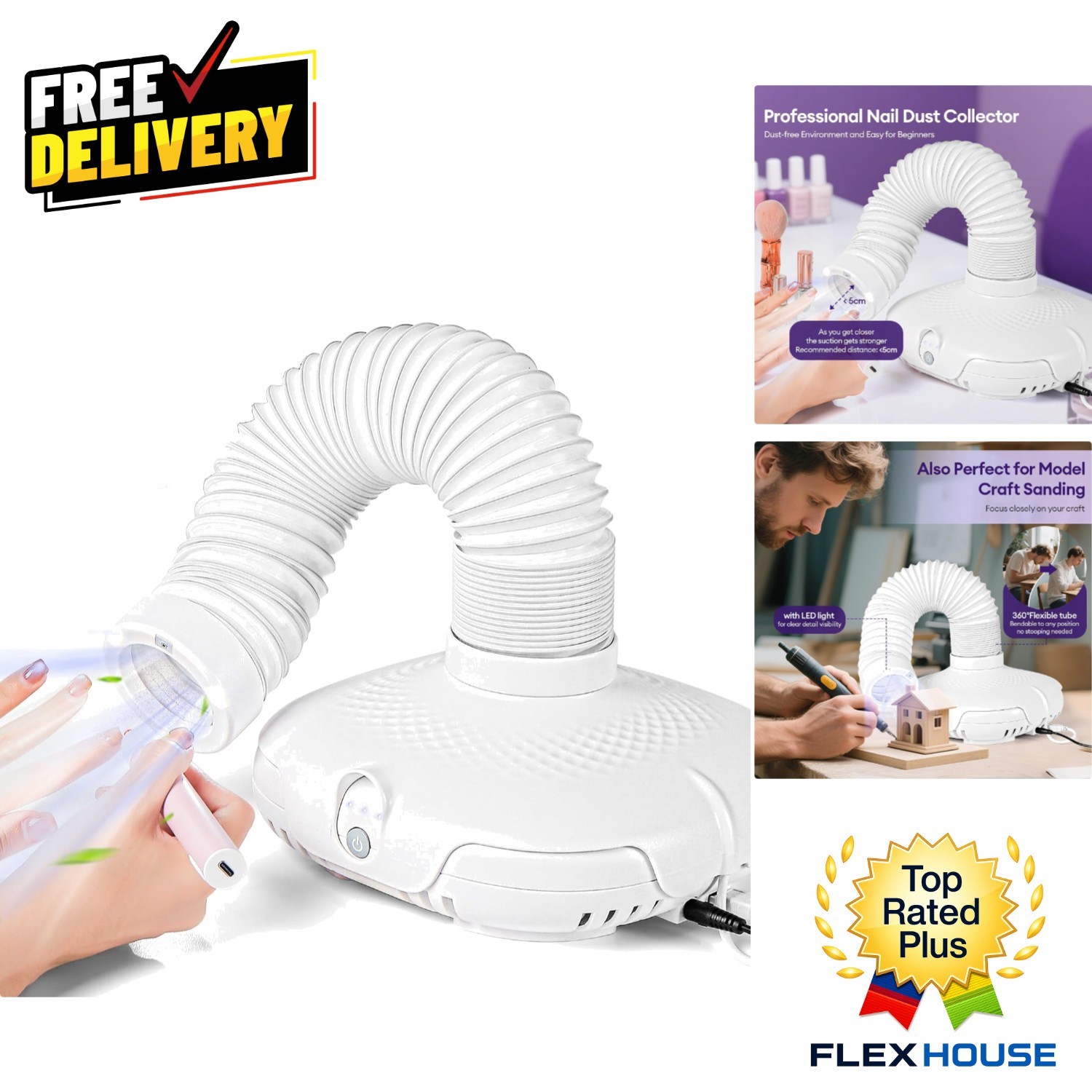 Versatile Nail Dust Collector with Built-in LED Light & Custom Suction Control