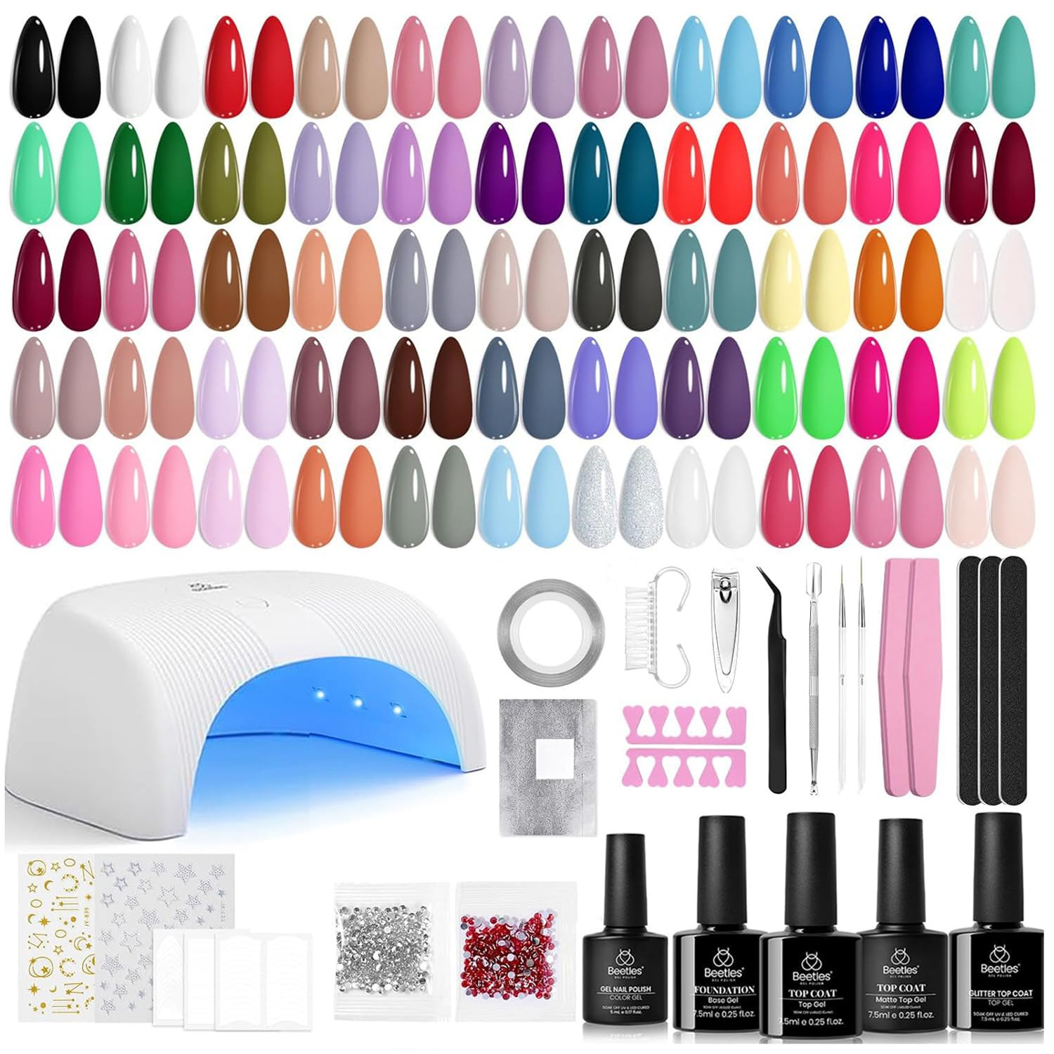 Gel Nail Tips Square Short, 320Pcs 16 Sizes(00-14), with Gel Nail Polish Kit wit