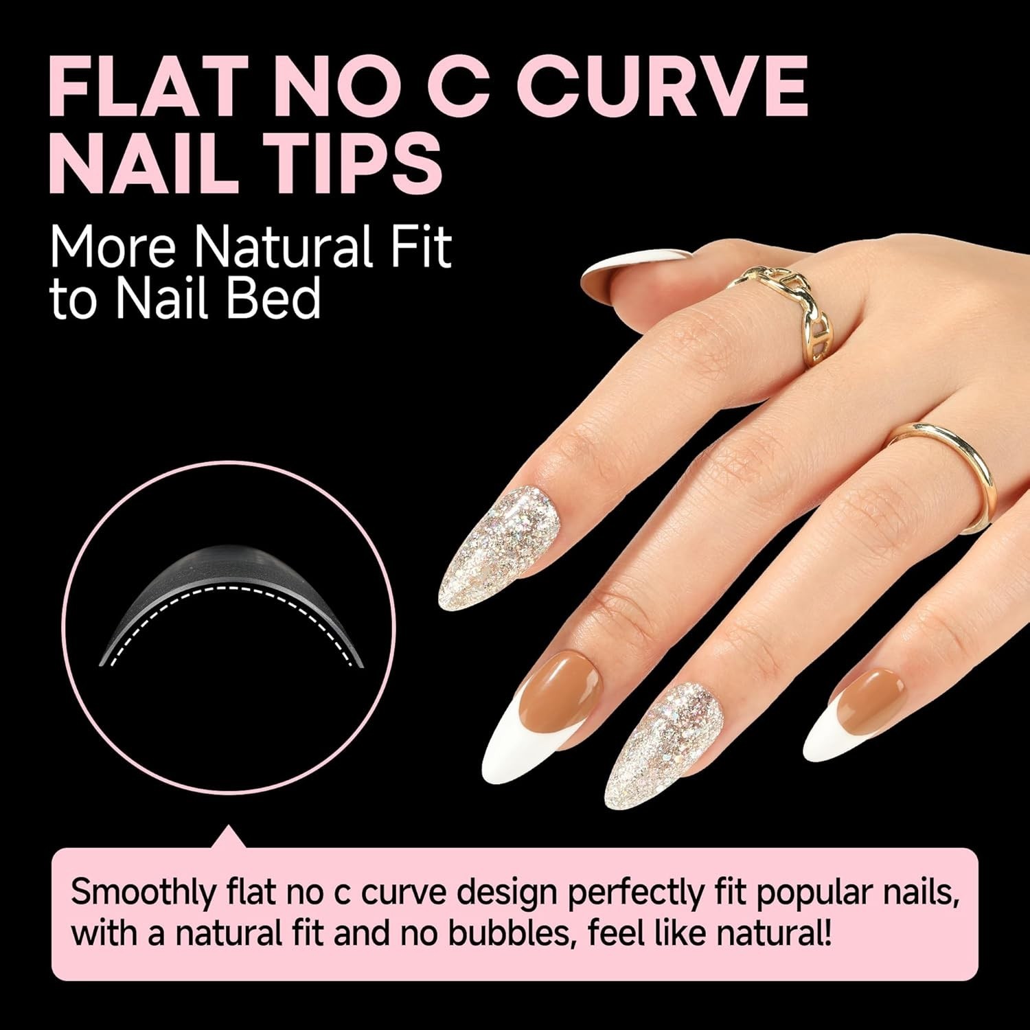Comfort Fit Medium Almond Gel Nail Extensions – 504pcs for Easy Manicure