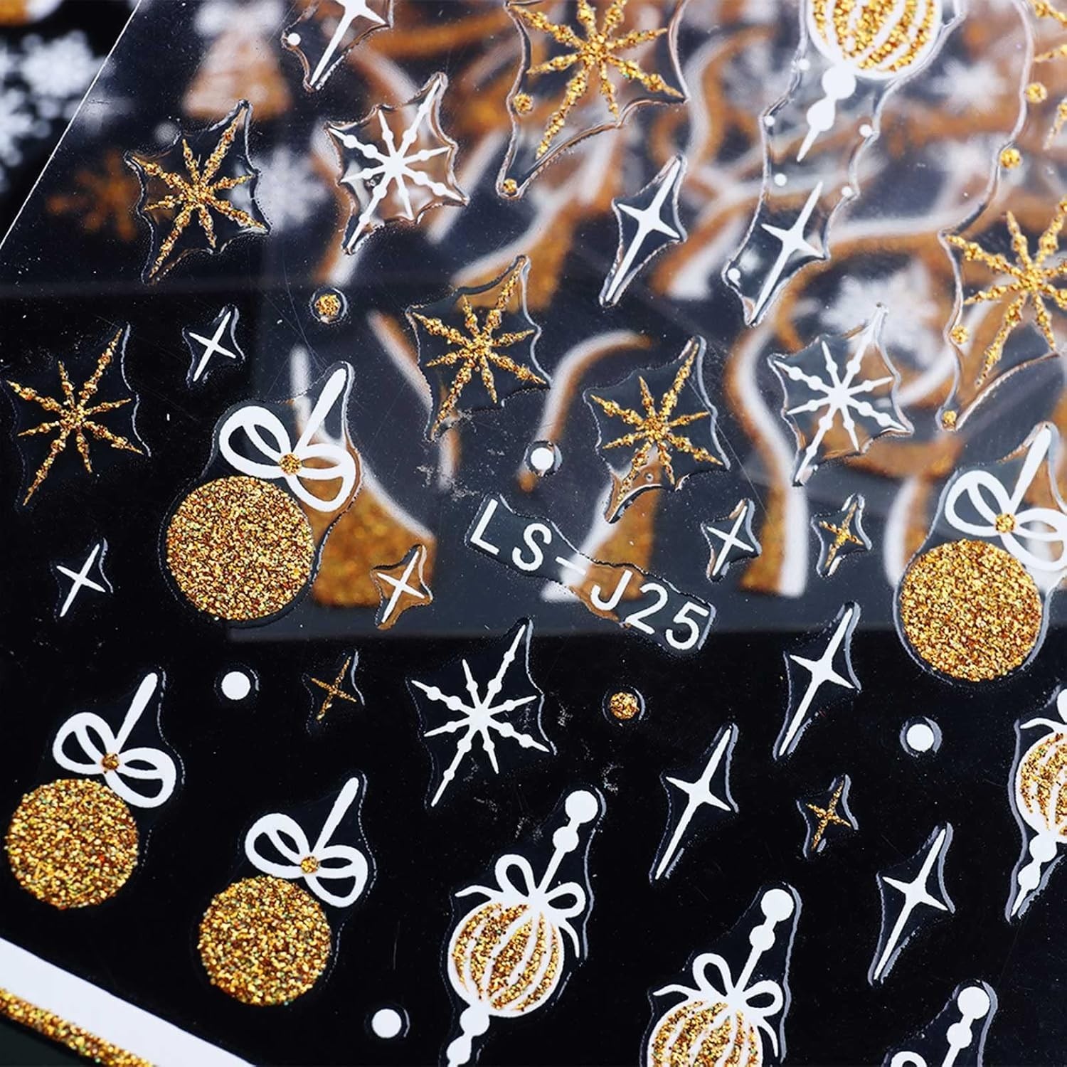 8 Sheets Glitter Christmas Nail Art Stickers Decals Self-Adhesive Holiday Gol…