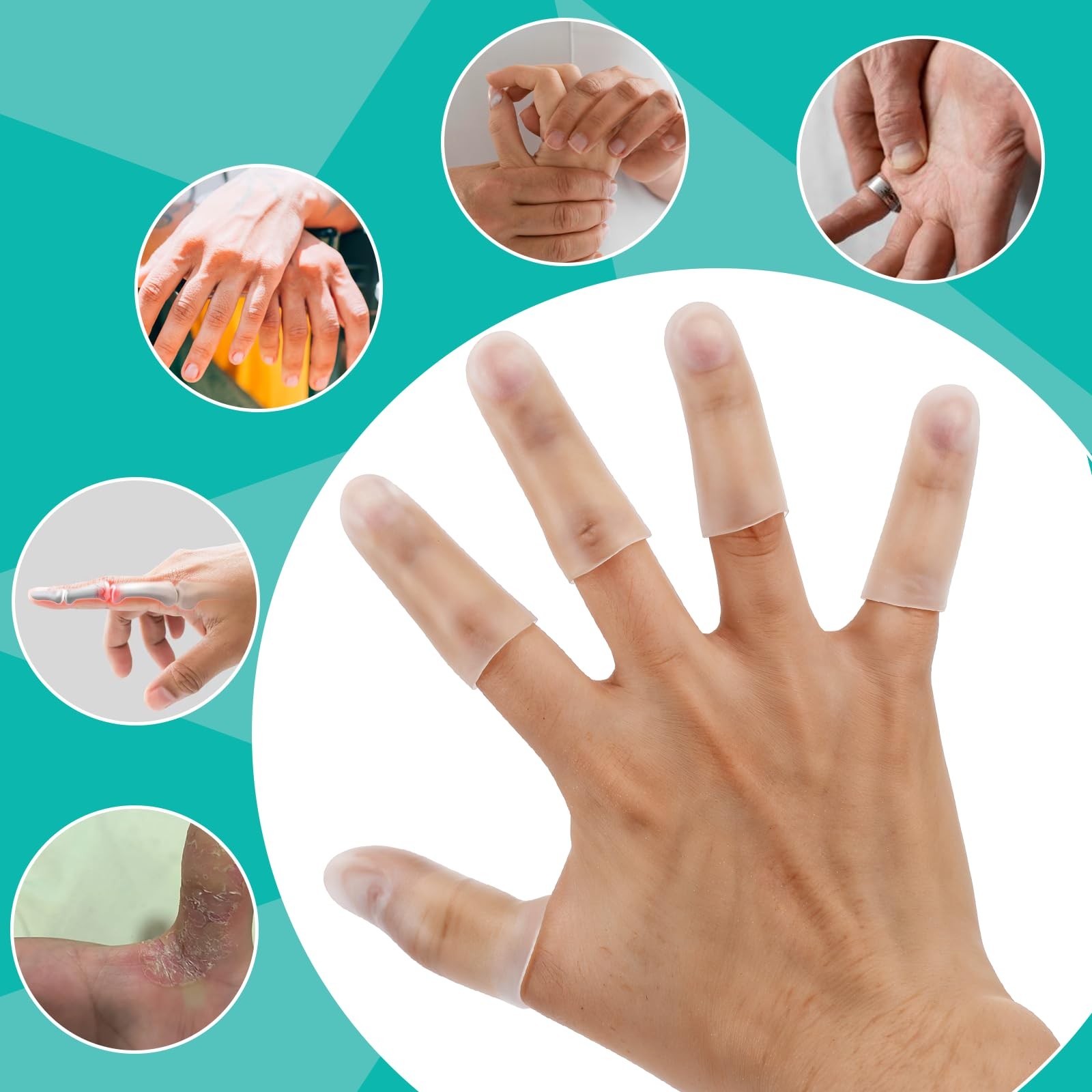 20 Pack Gel Silicone Finger Cot Protectors for Cracks Blisters Calluses