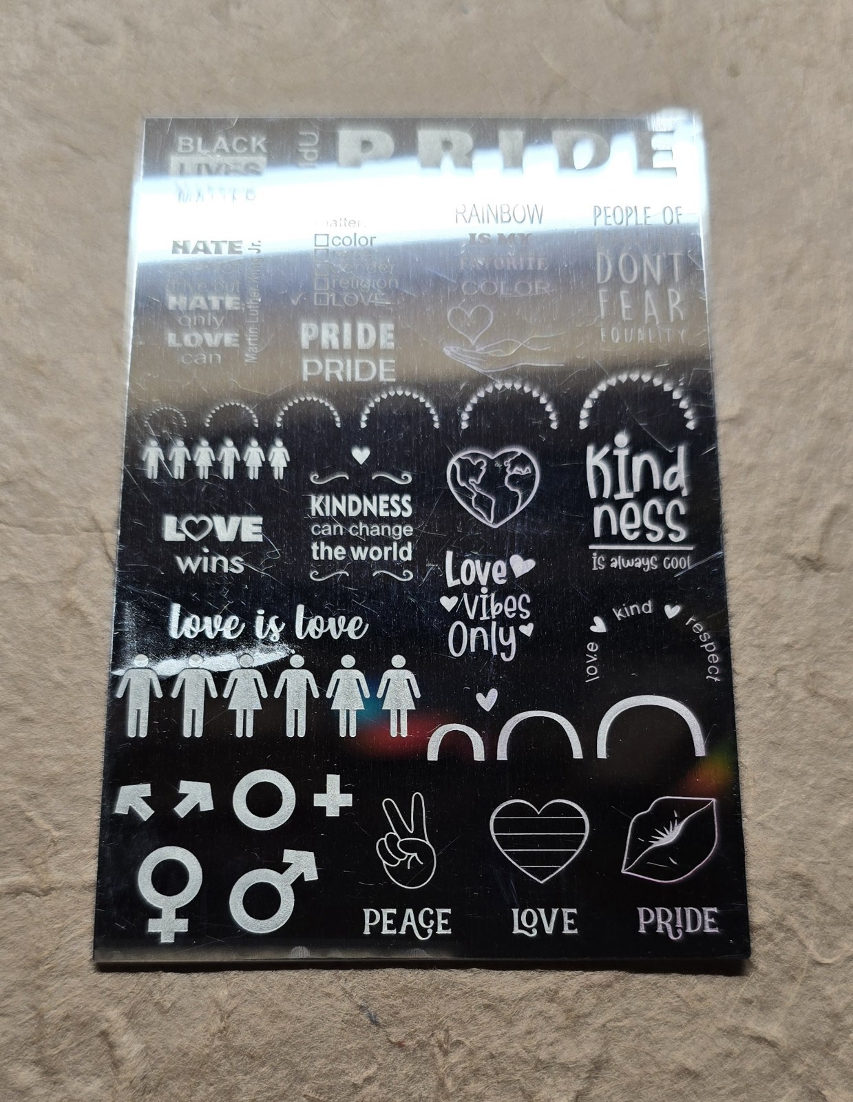 Mundo De Unas MDU Pride Nail Stamp Plate Straight Gay Lesbian Trans Love Rainbow