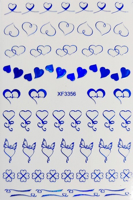 12 Sheets Nail Art 3D Decal Stickers heart with cardiogram bow clover XF335 NH21