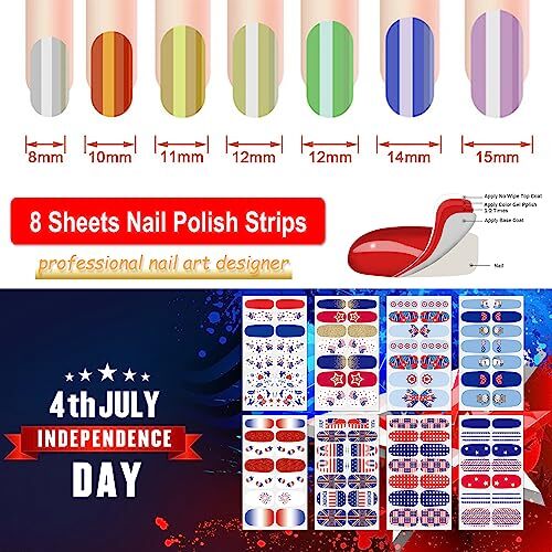 8 Sheets 4th of July Independence Day Nail Wraps Nail Independence Day-1