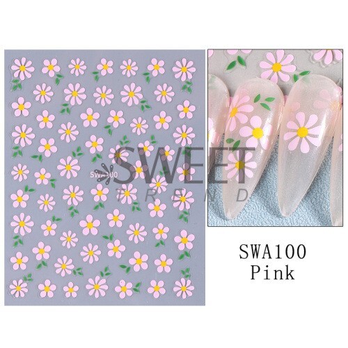 3 Sheets Daisy Stickers Nail Art DIY Design Waterproof Decal Manicure SWA NH28