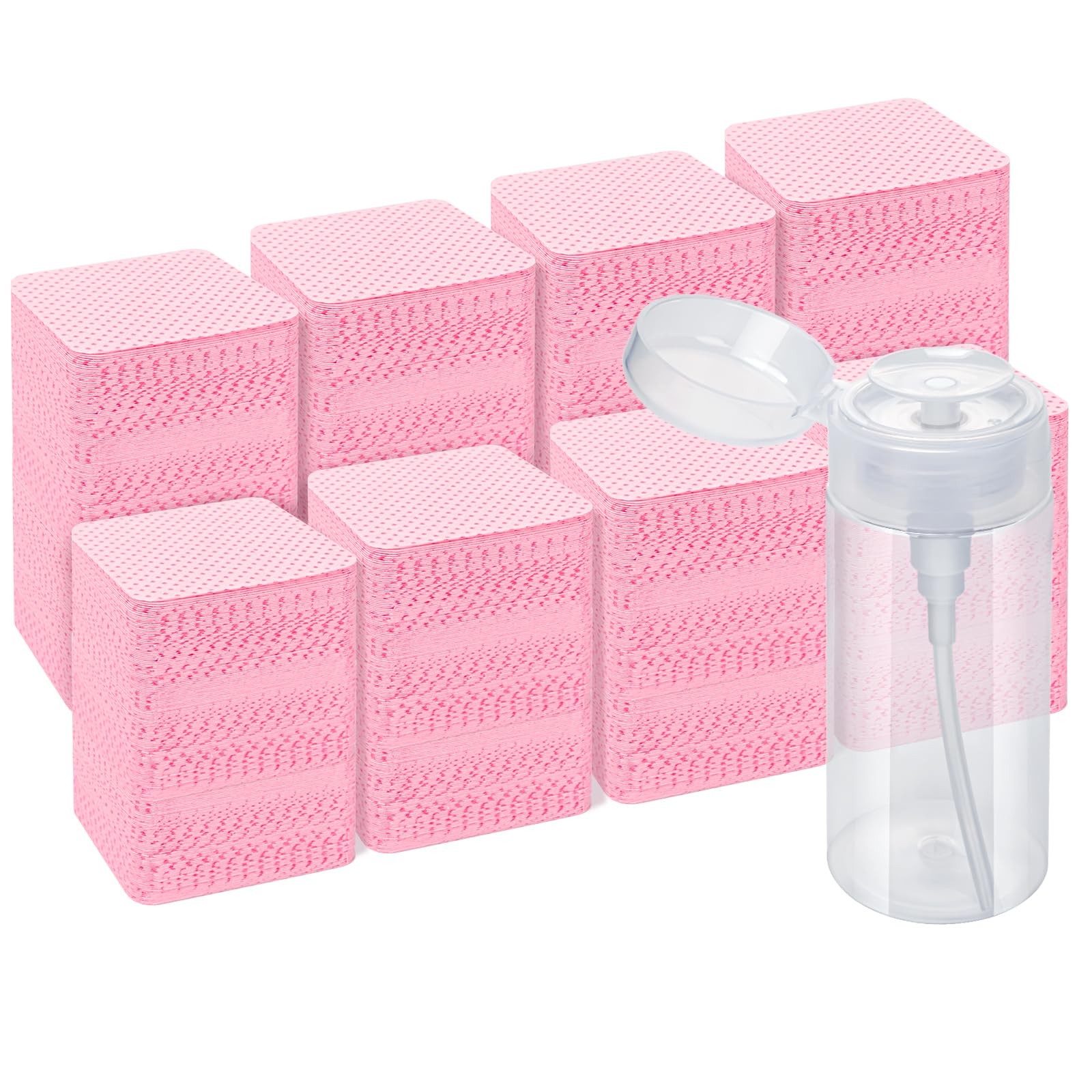Lint Free Nail Wipes, Acetone Polish Remover 1080PCS with Pump Pink