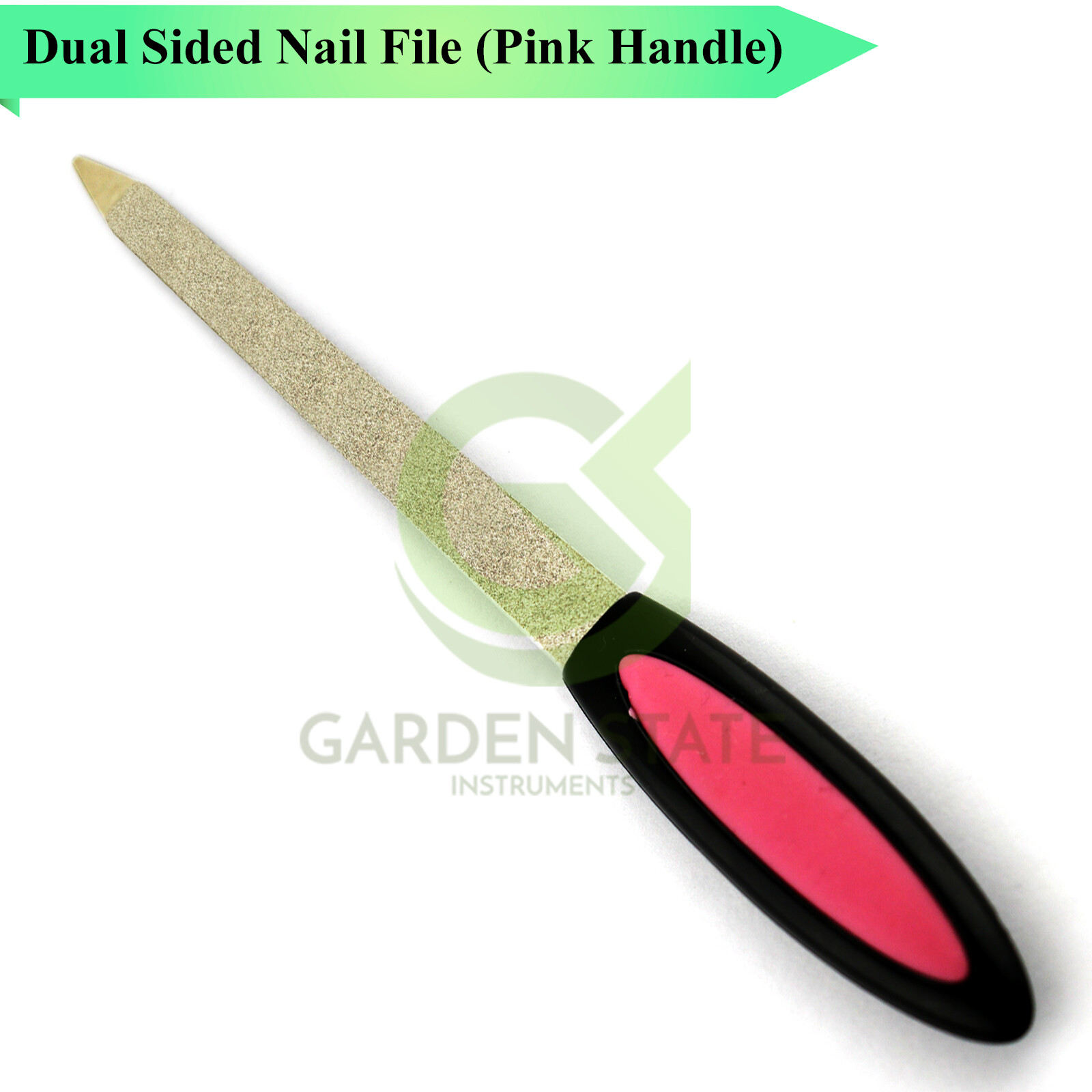 Double Sided Matel Nail File W/Pink Handle Manicure Pedicure Dresser Nail Files