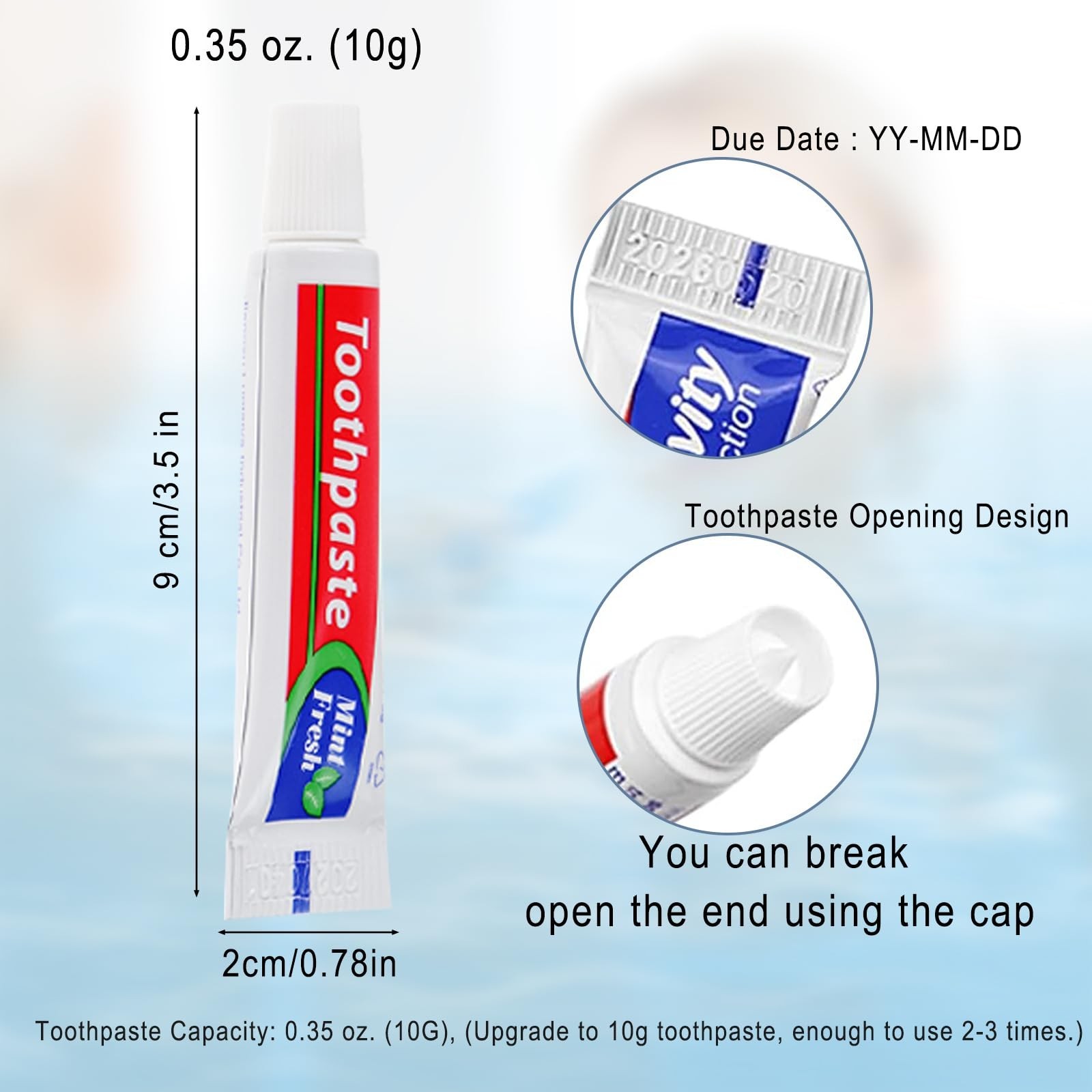 50 Tubes Bulk Travel Size Toothpaste,Extra Small 0.35oz Small Toothpastes Tra…