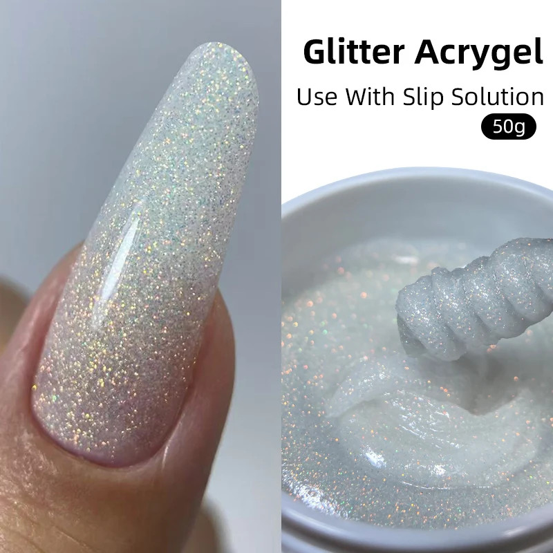 50G Shimmer Pink White Acrylic Gel TPO Free Glitter Shiny Extension Acryl Hard G
