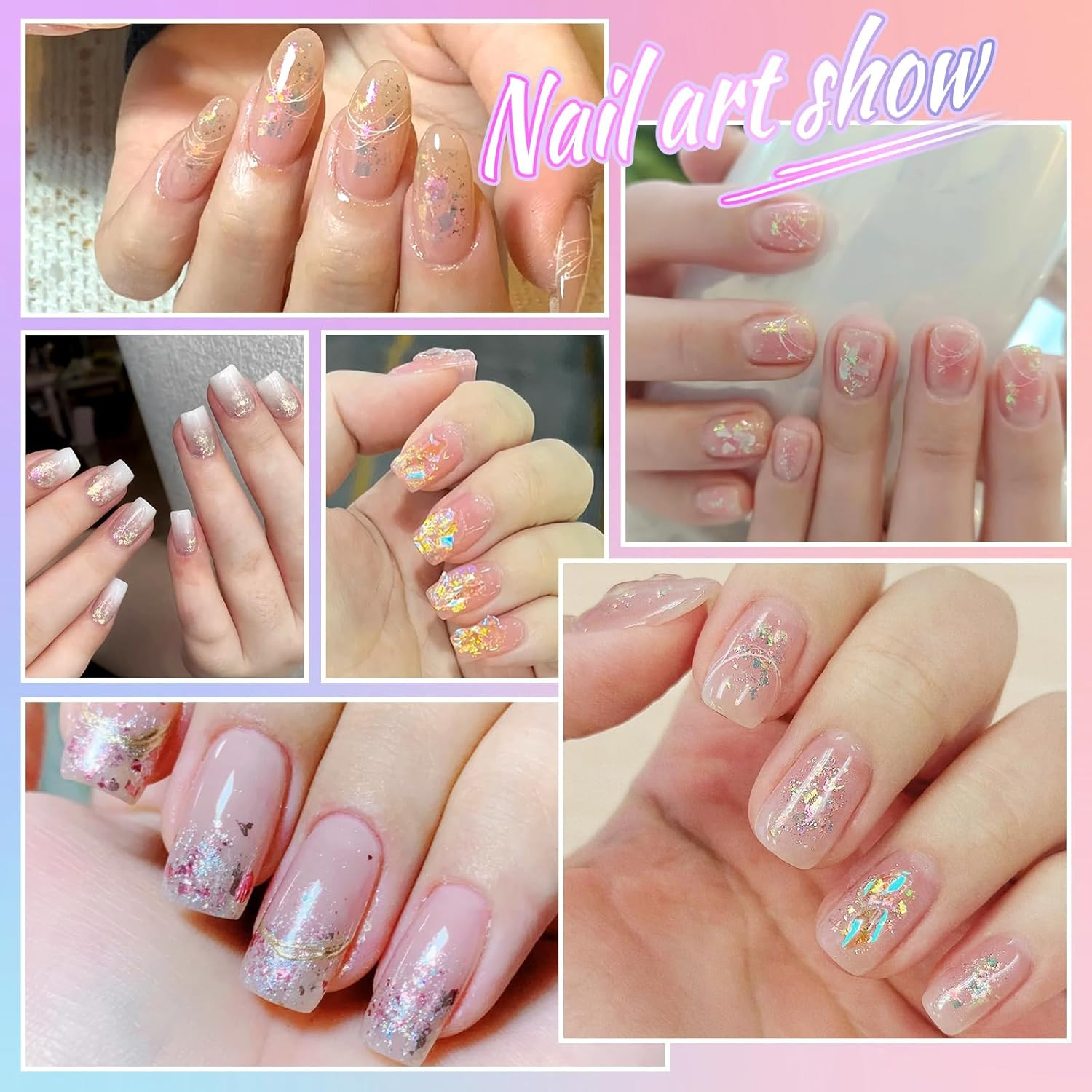 Colorful Moonlight Chameleon Flakes Nail Glitter Irregular Opal Nail Foil Flakes