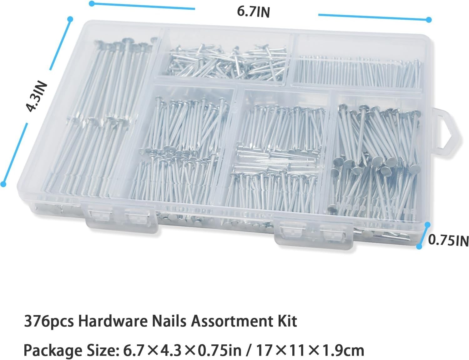 376pcs Hardware Nails Set – 2-Inch Galvanized for Woodworking Projects
