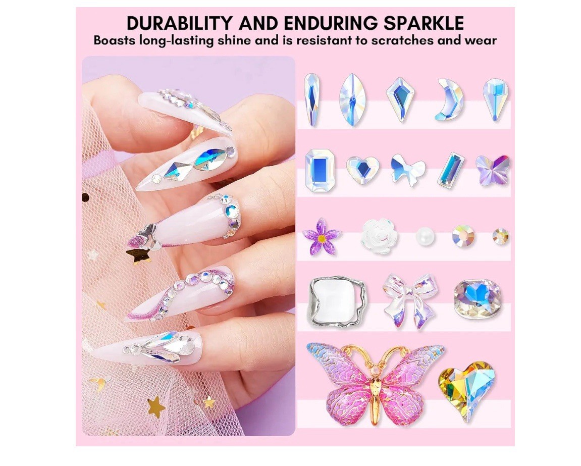 Makartt Nail Art Rhinestone Kit, Nail Charms Pearls 3D With Duel End Picker Pen