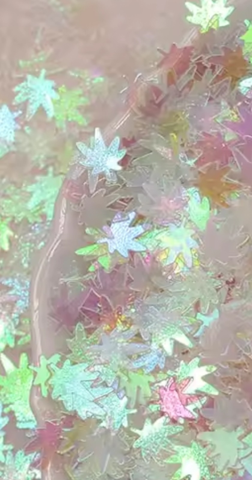 Holographic Nail Glitter Clear Maple Leaf 1tsp In A Minibag