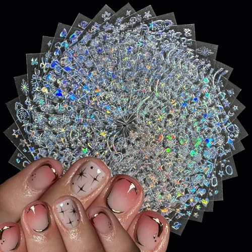 30 Sheets Aurora Nail Art Stickers Bohemian Holographic Nail Stickers Style-14
