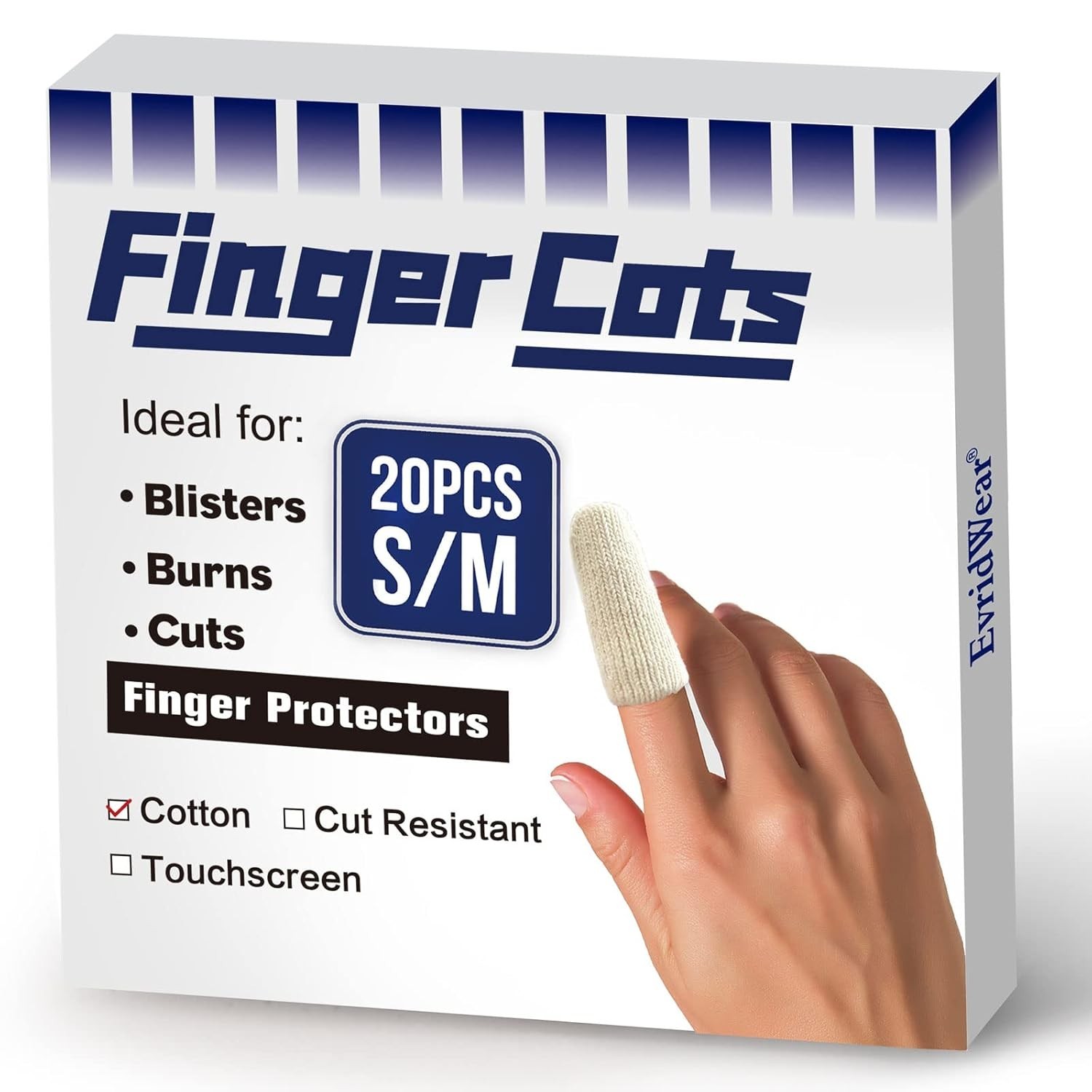 Cotton Finger Cots Cotton Cushion 20PCS for Cracked Skin, Eczema, Calluses, M…