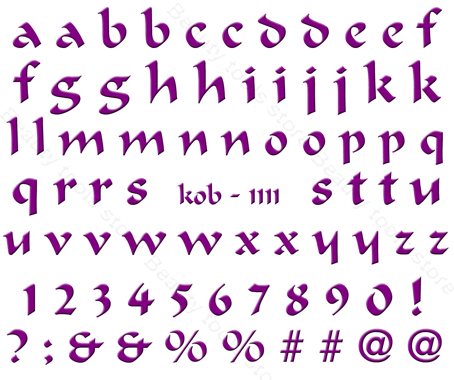 Nail Art Water Transfer Sticker Decal Stickers Pretty Purple Letters KoB-1111