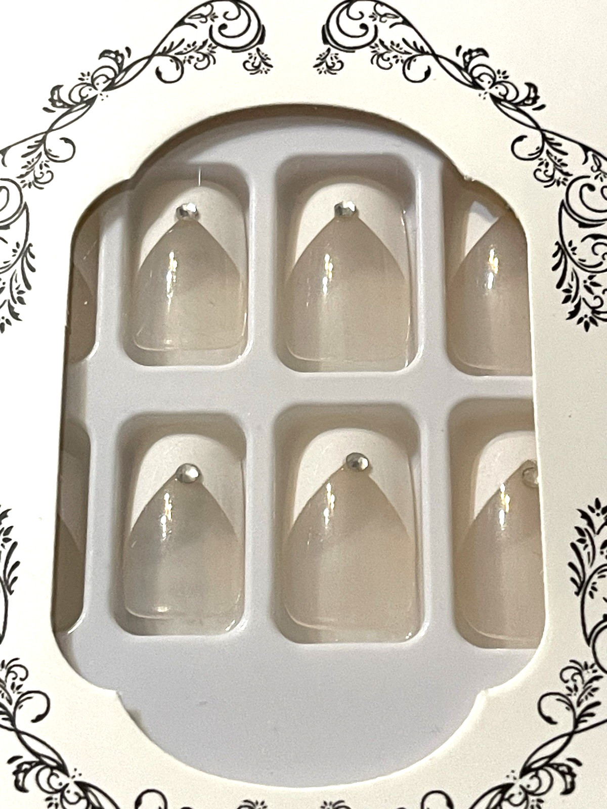 For Wonderful Nail Collection NUDE with BLACK & WHITE FRENCH Fake Toe Nails *NIB