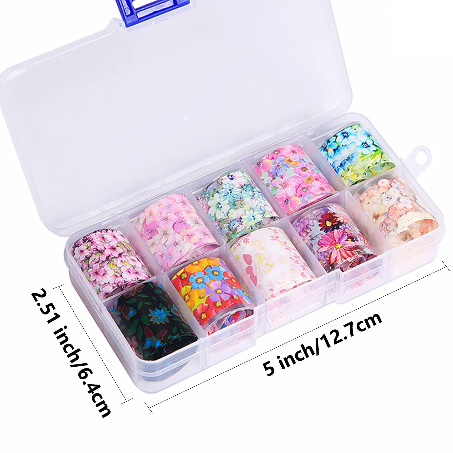 Nail Foil, 30 Rolls Nail Art Foil Transfer 3D Flower Stickers for Nails Blossom