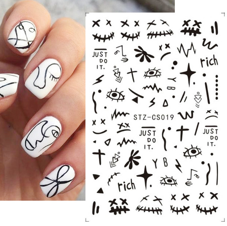Nail Stickers Art Decal DIY Design Waterproof 3D Butterfly Heart Letters US NS7