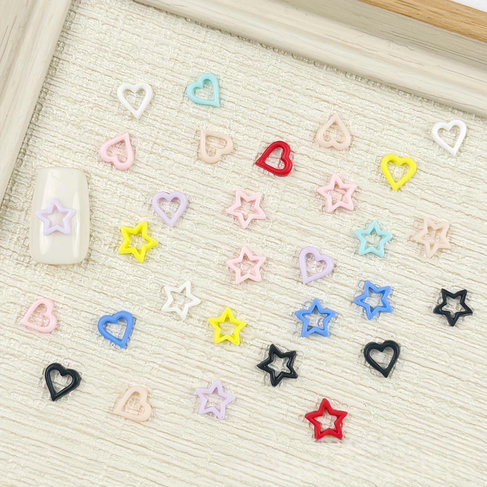 SHUXILIN 320pcs Kawaii Heart Star Nail Charms Purple