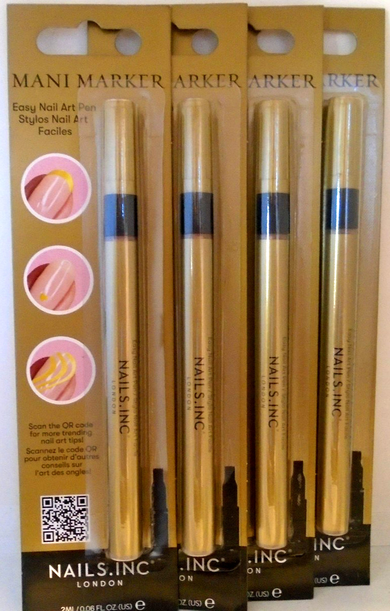 Nails Inc London Mani Marker Easy Nail Art Design Pen Gold Color 4-PACK