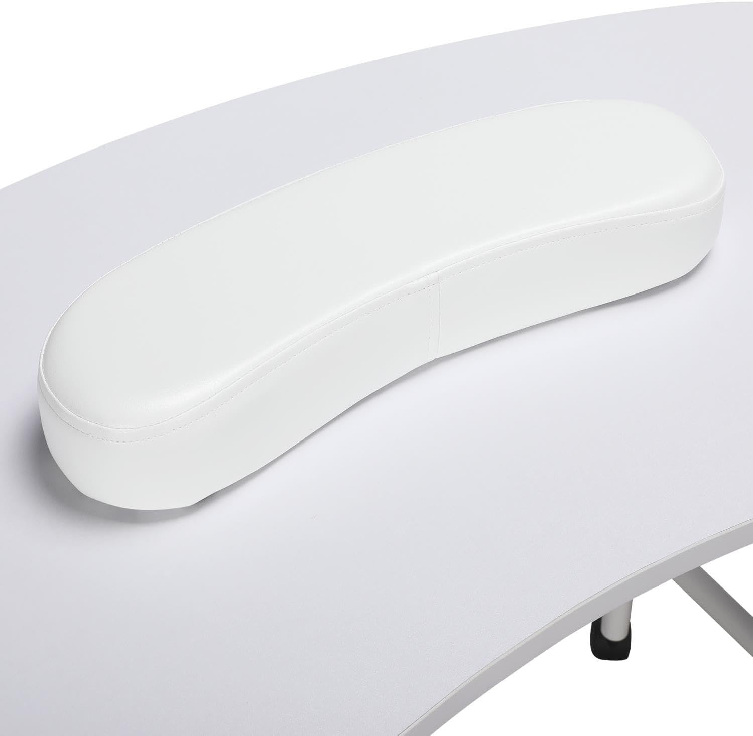 37″ Foldable Manicure Nail Table Portable with Wheels, White | MDF Tabletop & Ir