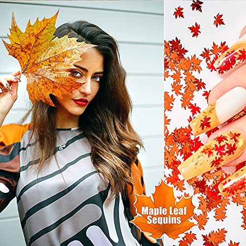 Holographic Glitters Fall Maple Leaf Shaped Nail Art Sequins yellow yellow