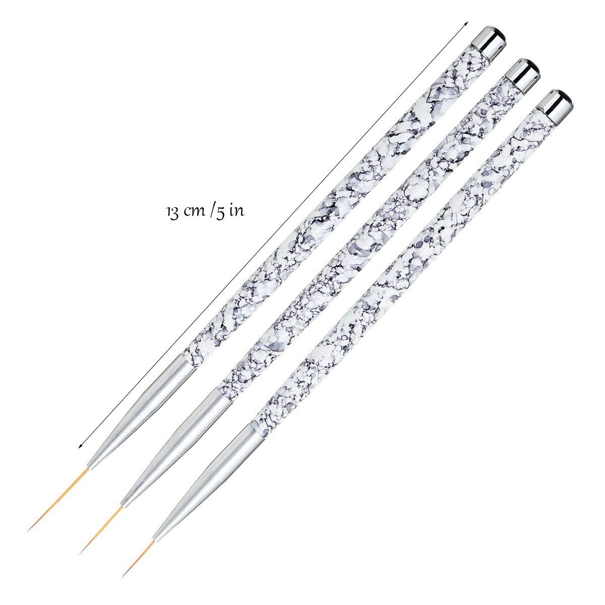 Marble Handle Nail Art Liner Brushes Set – Perfect for Short Strokes & Details