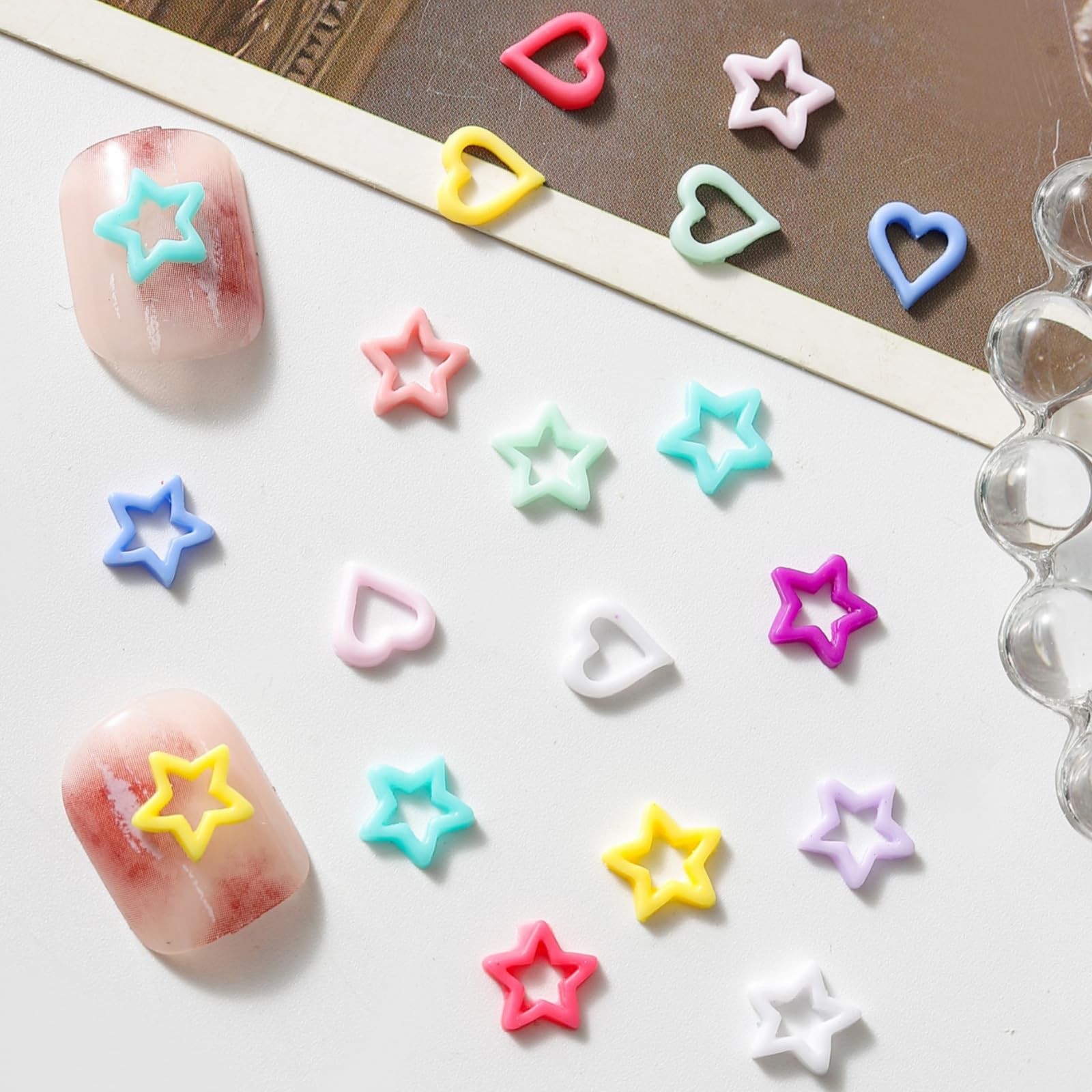 SHUXILIN 320pcs Kawaii Heart Star Nail Charms Purple