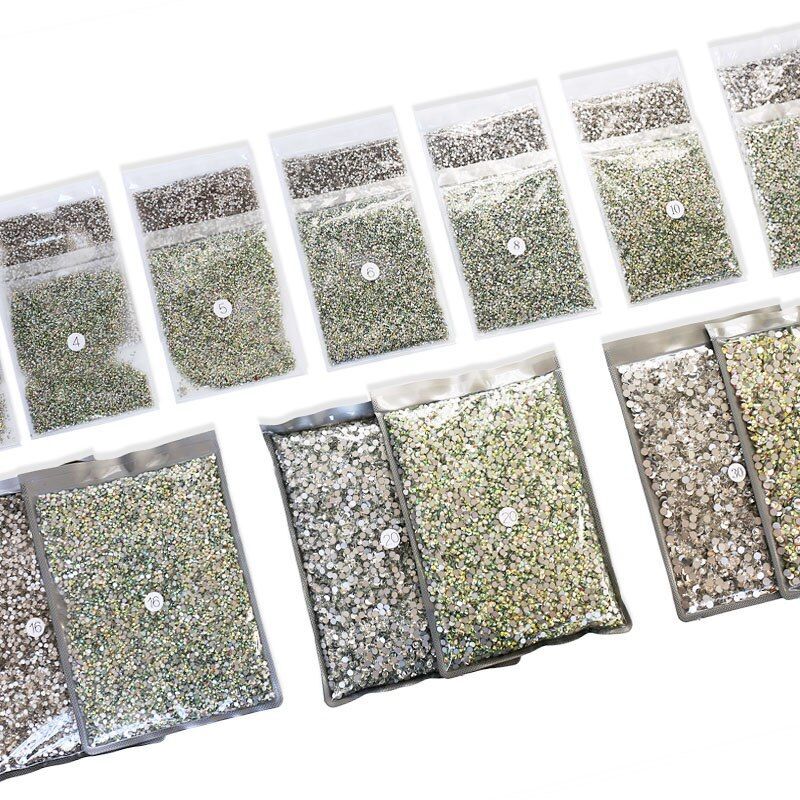 Clear AB NonHot Fix Glass Rhinestone SS16 SS20 SS30 Flat Back Nail Art