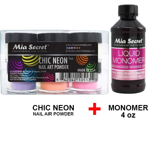 Mia Secret Monomer 4 oz with 6 Colors Set Nail Art Powder Selection (Pick Yours)