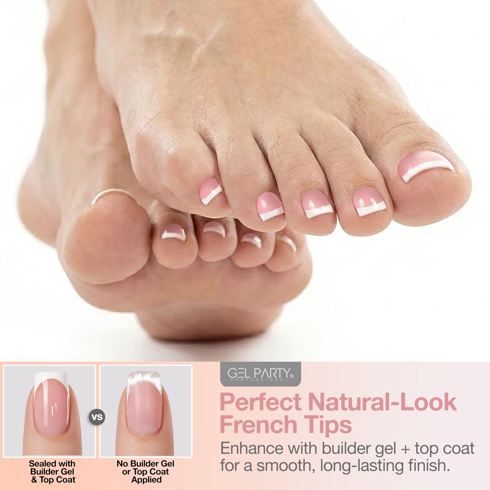 GEL PARTY 150pc Toe Nail Pink Square Gel Tips