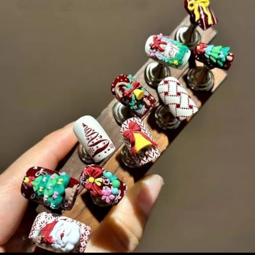 Christmas Nail Mold 3D Silicone Tools Snowman Bows Nails Xmas Tree Snowflakes