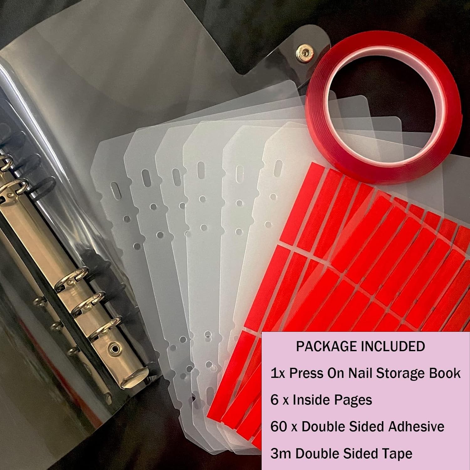 Press On Nail Organizer Book 10 PCS Empty Clear Nail Storage Display Case with