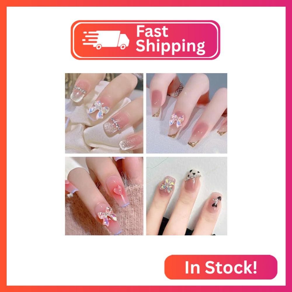 Aurora 100 Pcs Bow Nail Charm Set – Cute Butterfly, Pearl Resin, 3D Bows, Colorf