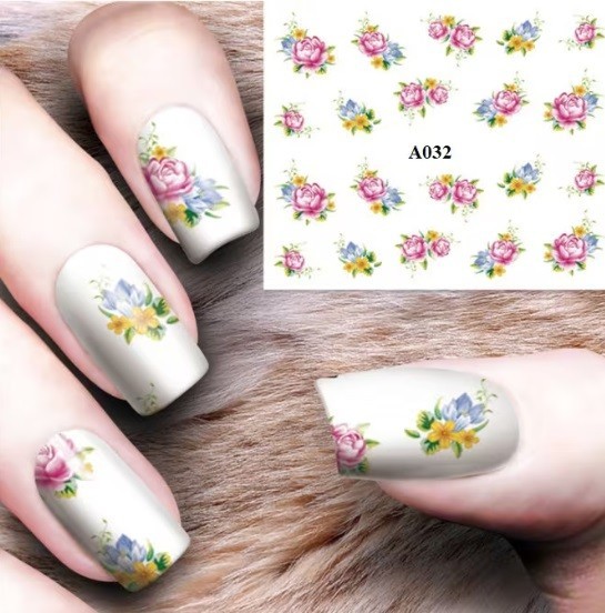 Rose Floral Nail Art Stickers: Water Transfer Decals (Group 1)