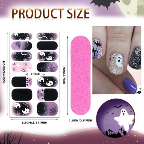 Halloween Gel Nail Strips Stickers DIY Self-Adhesive Halloween Full Nail Wraps