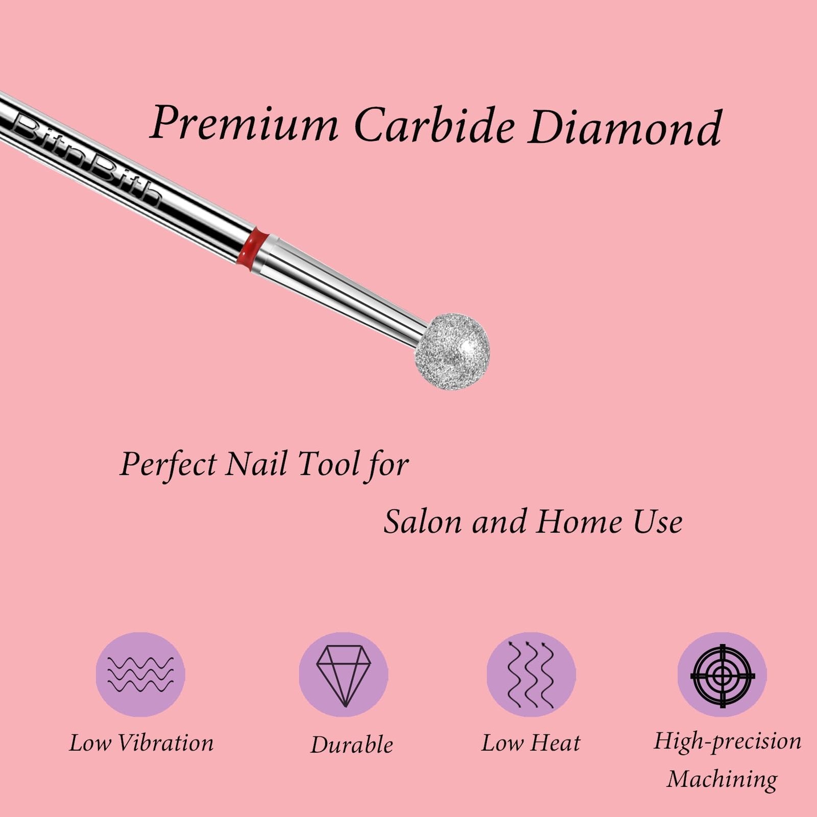 Ball Shape Diamond Nail Drill Bit 3/32″, Safety Cuticle Drill Bit Professiona…