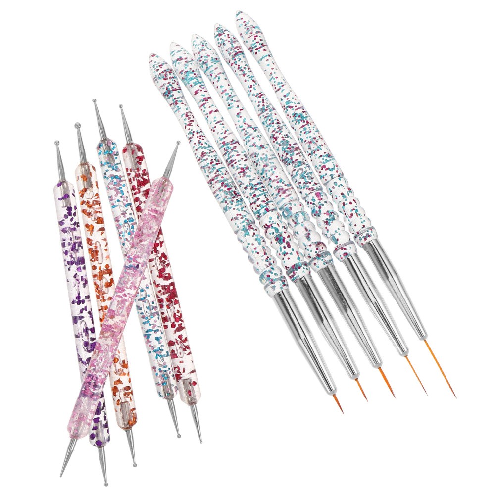 10 Pcs Pointed Nail Brush Graffiti Dotting Pen Double End Dual-line Contour