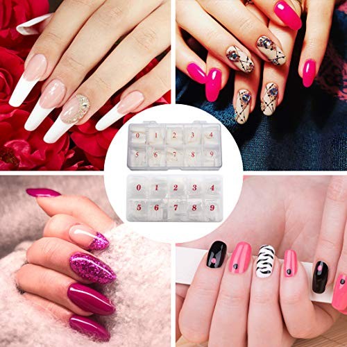 Pack Clear and Natural False Acrylic Nails Tips Half Cover 10 Sizes 500pcs 2