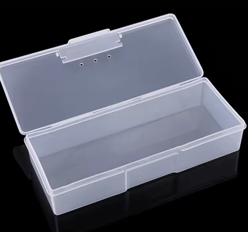 Nail Art Rectangle Plastic Transparent Storage Box Nail Rhinestone Brush Pen