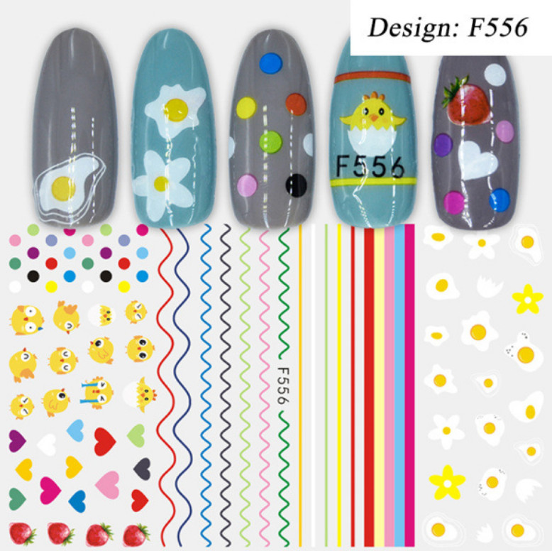 White & Black Geometric Leaves 3D Nail Stickers Adhesive Decals Flower DIY NS14